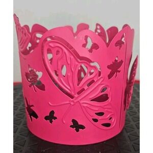 Partylite Pink Metal Butterfly 3 Wick Candle‎ Sleeve